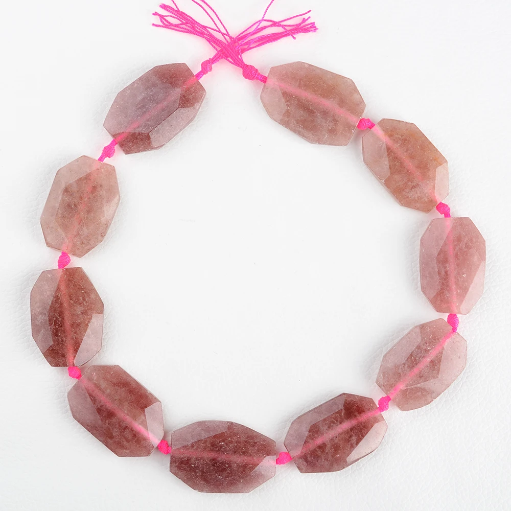 

Natural 23*34mm Madagascar strawberry quartz square cube stone beads for jewelry making design