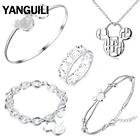 Женский комплект ювелирных изделий из серебра 925 пробы, ожерелье и браслет с шармами Микки-Мауса