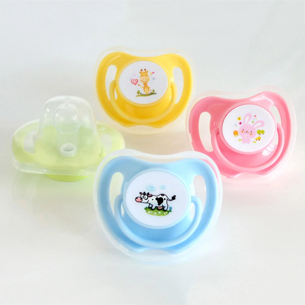 

1PC Baby Animals Printing Pacifiers Safe Food Grade Silicone Cute Baby Round And Flat Nipples Pacifiers