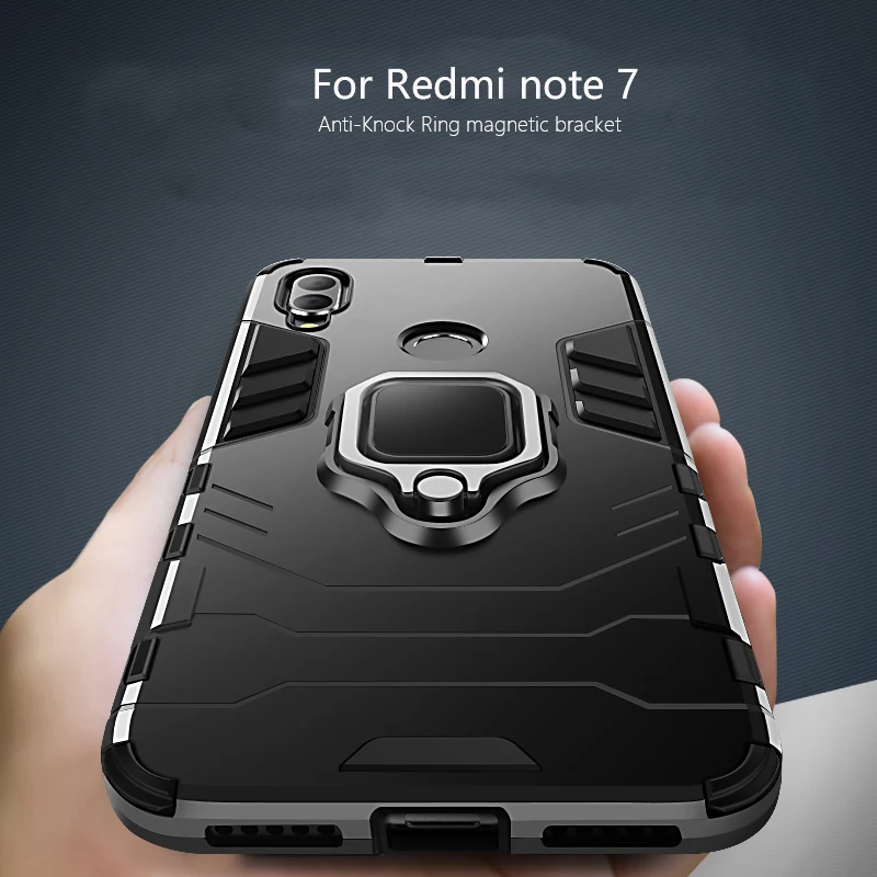 

Ring Holder Phone Case for Xiaomi Redmi Note 7 Pro 6 5 luxury Anti-knock Bumper Magnetic back cover for Xiaomi Mi 9 SE