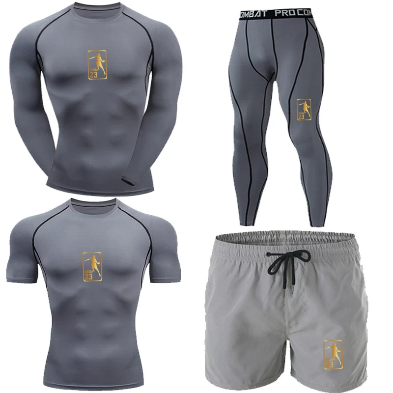 

Hot selling men's training 4-piece Gym Fitness compression outdoor bike set jogging tight sportswear 3XL oversized men's