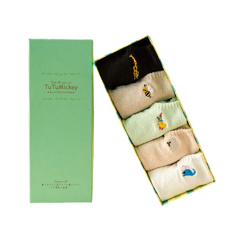 Носки женские Короткие хлопковые с принтом 10 пар