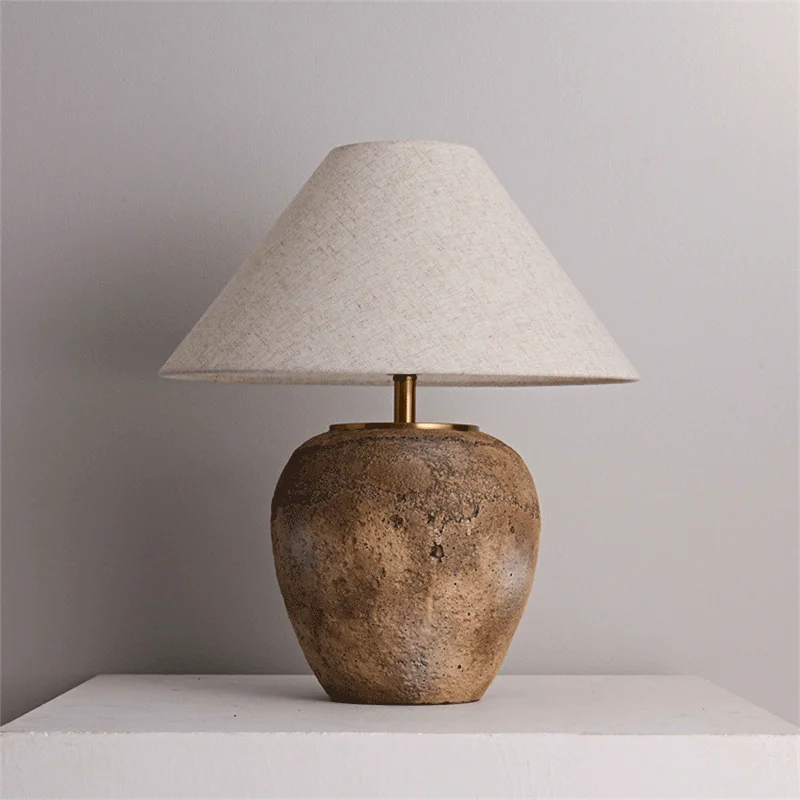 Wabi Style Table Lamp Creative Fabric American Country Retro Homestay Vintage Tea Room Japanese Bedroom Ceramic Bedside Lighting | Освещение