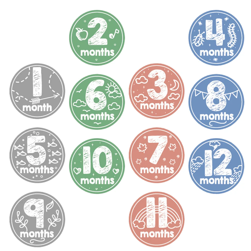 

12pcs Baby Memorial Stickers Newborn Growth Recording Sticker Photography Props