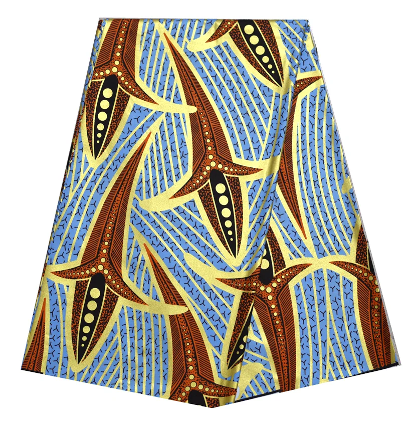 

New Hot Sale African Golden Wax Fabric Cotton Material Nigerian Ankara Block Prints Wax Batik Pagne High Quality Sewing Cloth