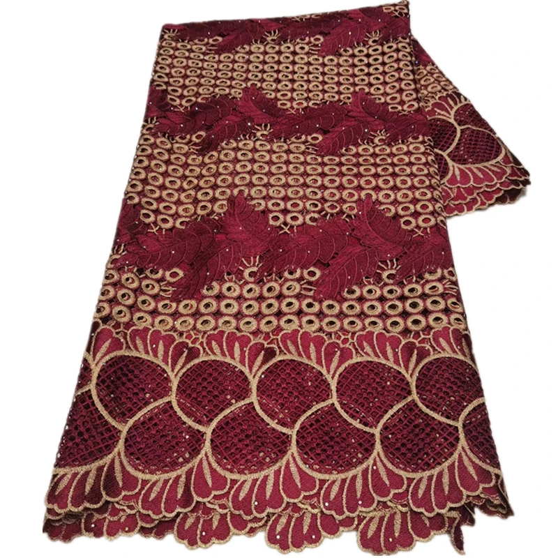 

2021 High Quality Nigeria cord Lace Fabric For Wedding Dresses Embroidery French Water soluble lace Fabrics with stones NLY21609