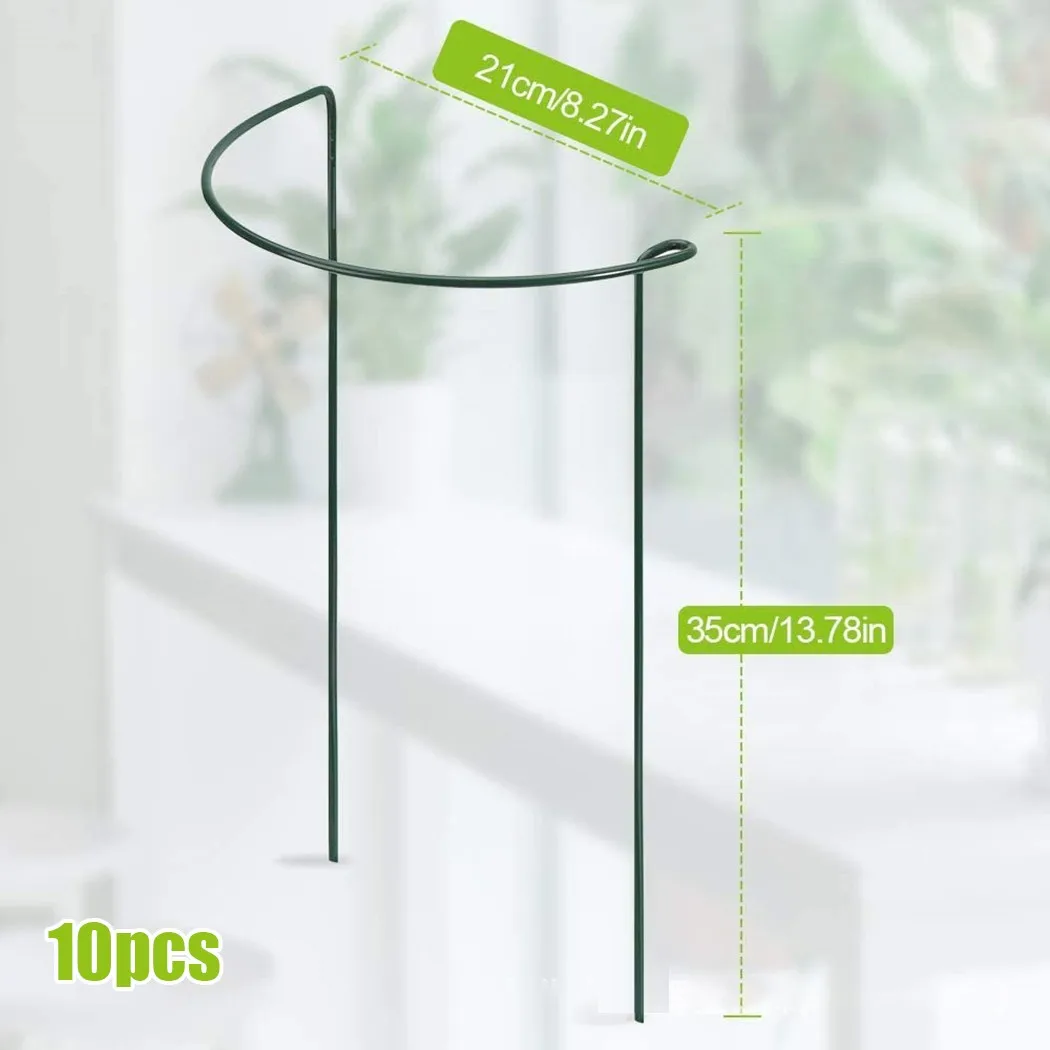 

10PCS Half Round Metal Garden Bow Plant Supports For Peonies Hydrangea Roses Green Round Garden Plant