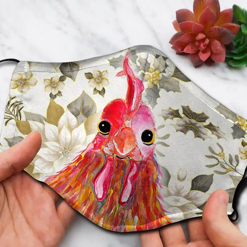 

Chicken Fabric Face Mask 3D printed masks Halloween party masks Unisex Adult child size Fun role playing masks 02