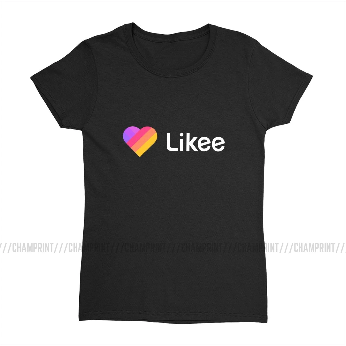 Likee App логотип сердце радуга граффити женская футболка шикарная с круглым вырезом