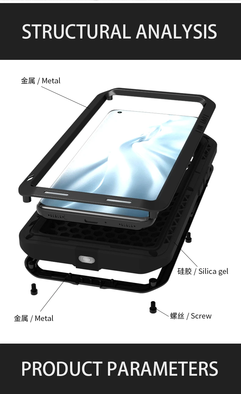 

Waterproof Shockproof Metal Case For XIAOMI 11 Luxury Aluminum Armor DustProof Swimming Silicone Cover