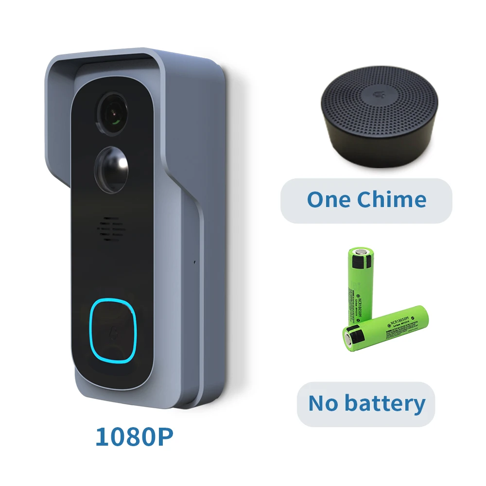 Batteries Chime HD 1080P беспроводной Wifi Видео дверной Звонок IP безопасность умный аккумулятор камера интеллектуальное домашнее ночное видение PIR детектор движения - Цвет: Batteries Chime