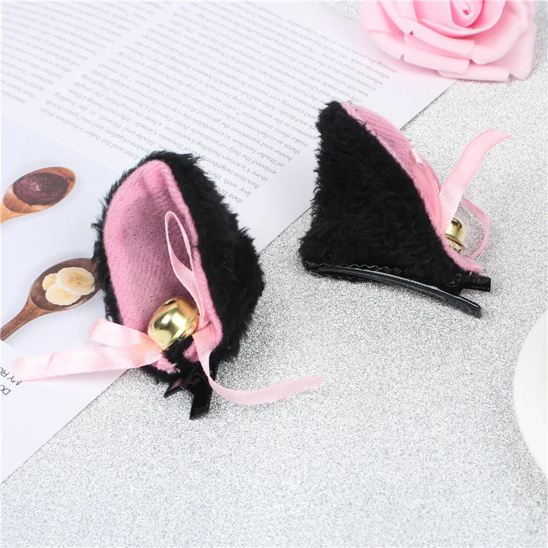 

1 Pair Cat Ears With Bell Hair Clip Faux Fur Hairpins Headwear Cosplay Anime Costume Halloween Party Gifts Hair Accessories