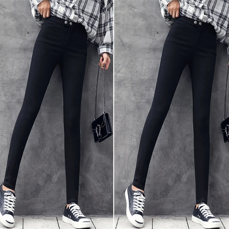 

High-waisted Leggings Womens Trousers Spring Autumn Elasticity Feet pencil Pants 2020 New Black Plus size Nine points Pants 5XL