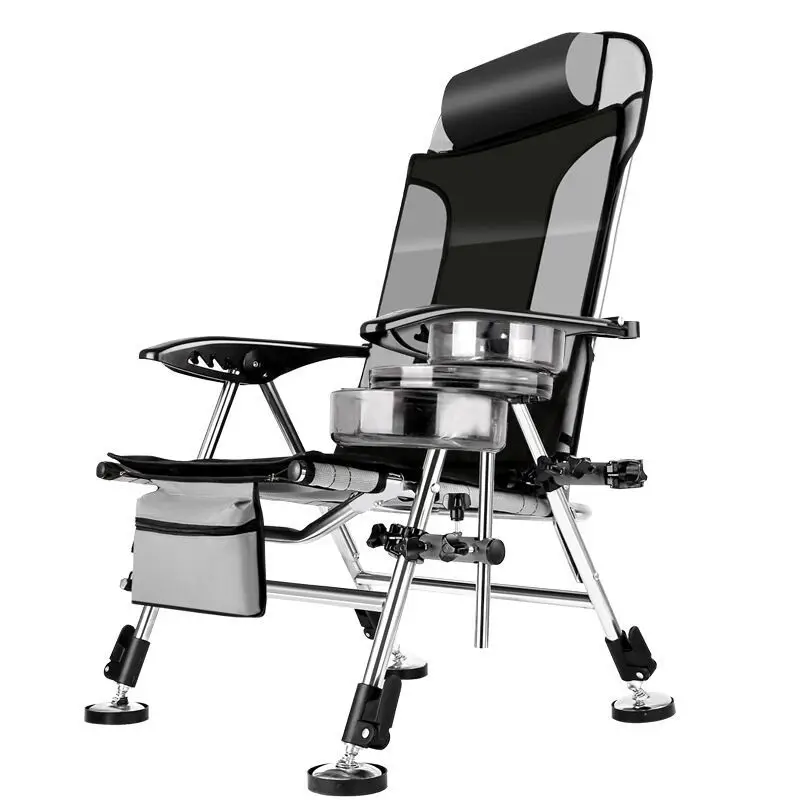 구매 두꺼운 접이식 낚시 의자 다기능 초경량 휴대용 테이블 낚시 의자 모든 지형 리클라이닝 한국어 낚시 의자