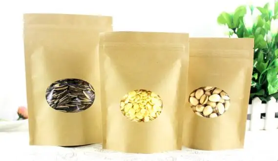 

100 шт., пакеты из крафт-бумаги с застежкой-молнией