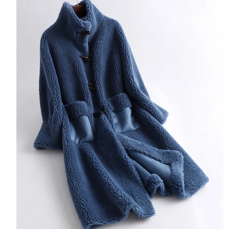 Зима 2020 Новинка дубленка из овчины частицы средней длины мех цельный