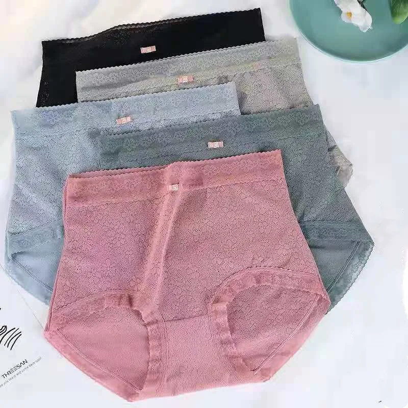 Высокая Талия Большой Размер Цветок Хлопок Трусики для Женщин Нижнее Белье