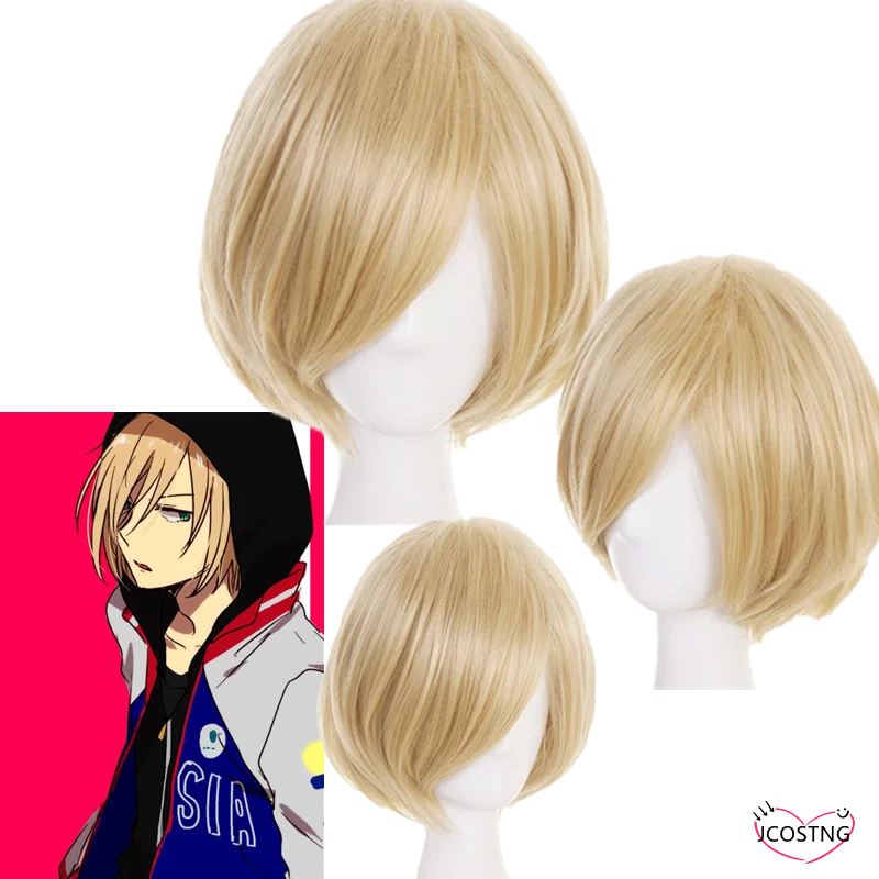 Аниме косплей парик Юри! На Ice Yuri Plisetsky Yurio короткий светлый термостойкий костюм |