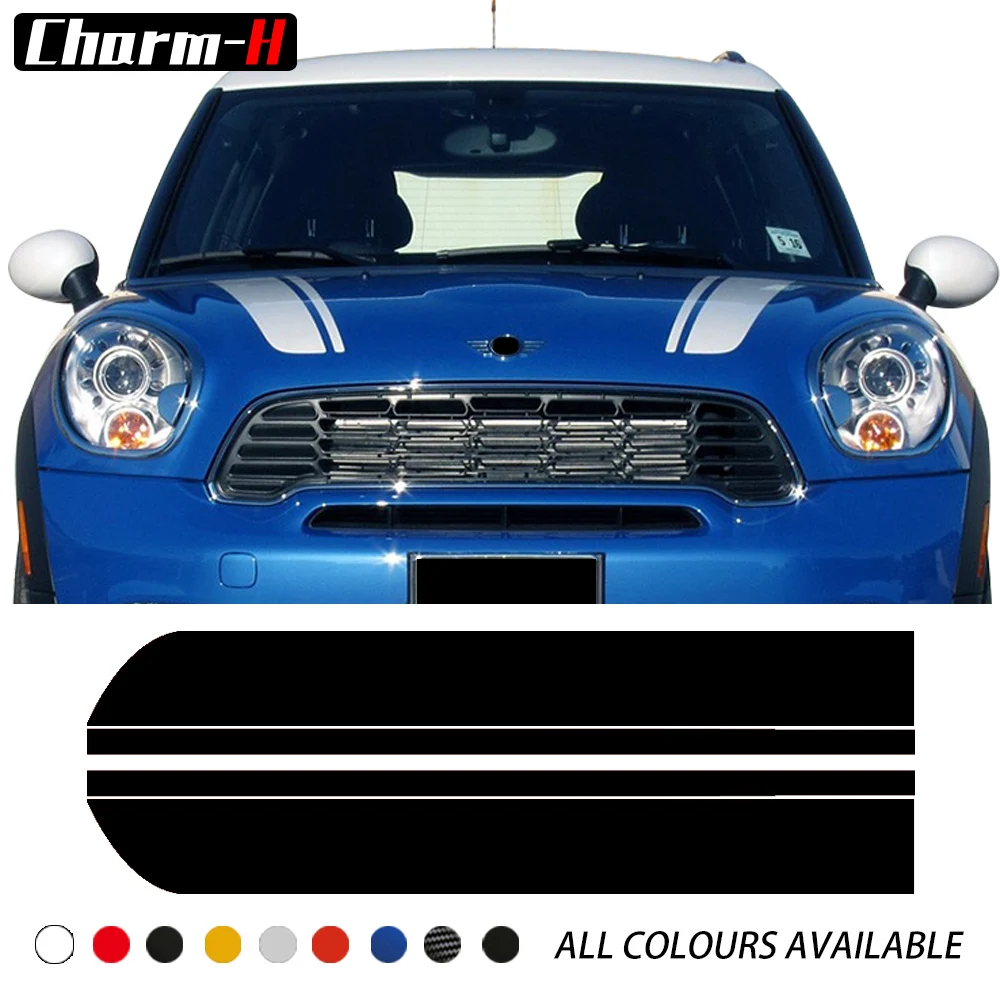 

Капот автомобиля полосы виниловая наклейка наклейки для Mini Cooper R50 R52 R53 R55 R56 R57 R58 R59 R60 R61 F54 F55 F56 F57 F60 Стайлинг