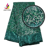green organza lace fabric high quality french african fashion embroidery sequins organza sequence lace fabric for nigeria party