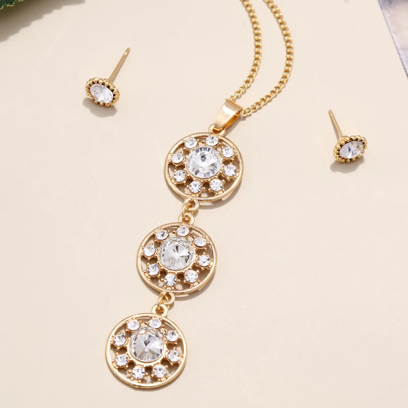 Vintage African Stone Beads Jewelry Set - Women's Statement Necklace and Earrings for Wedding, Bridal Accessories in Gold Color image 4