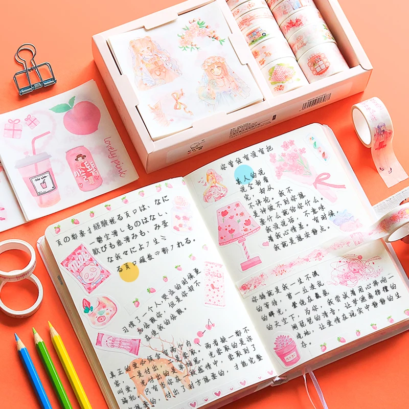 12 рулонов клейкая лента милый набор декоративного скотча Васи Подарочная