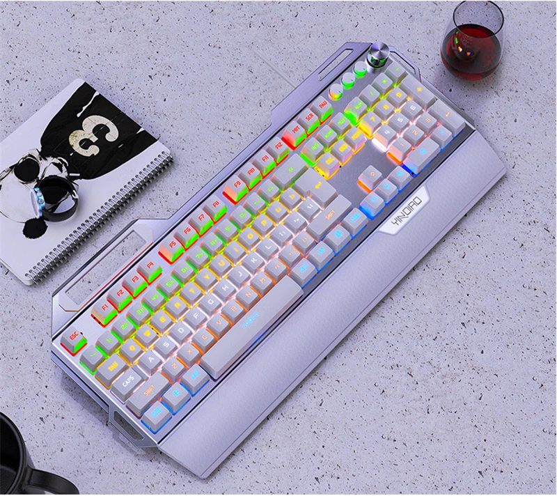 Проводная металлическая Механическая игровая клавиатура RGB подсветка подставка