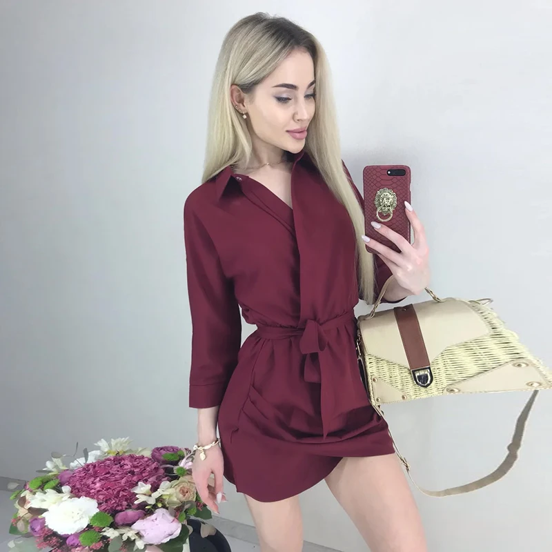 Женское повседневное облегающее платье с поясом вечерние платья для девушек 3/4