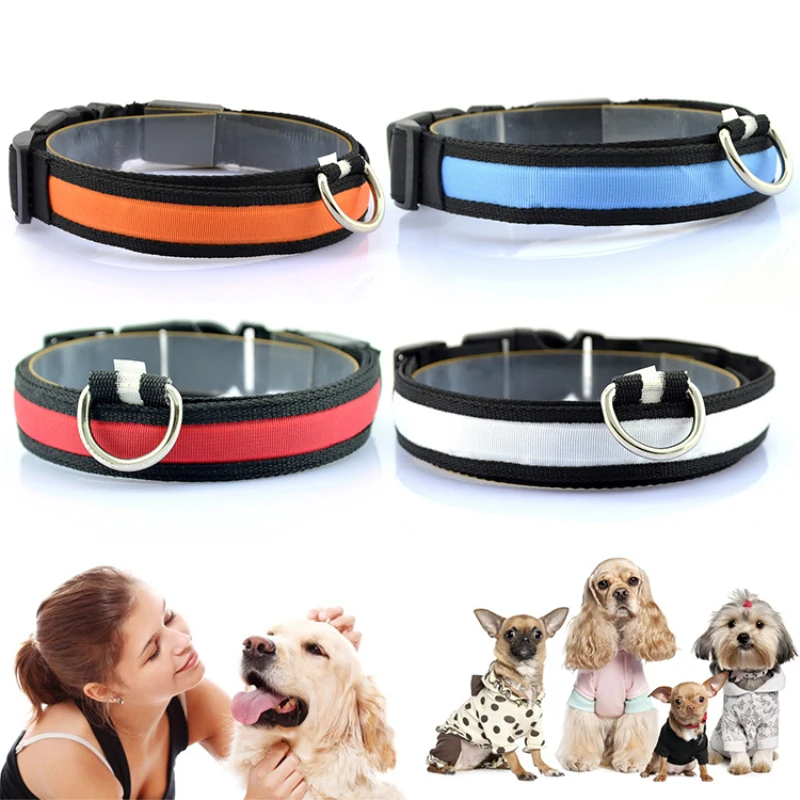 1 шт нейлон светодиодный ошейник с лампой ночь Безопасность мигающий светится в