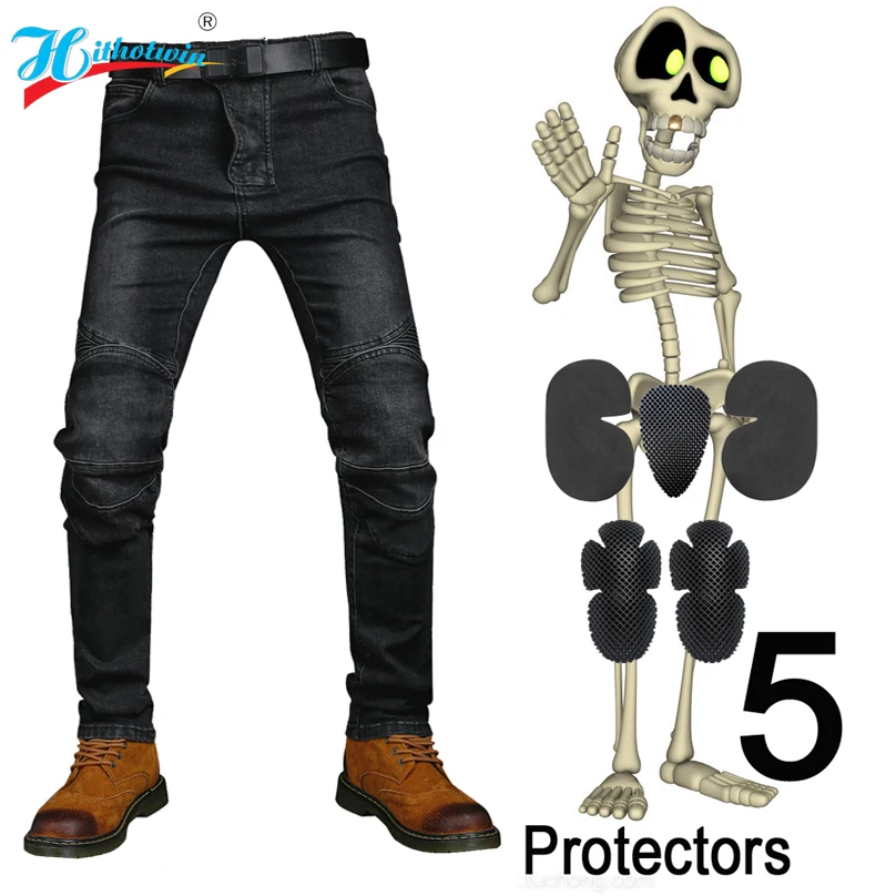 Motorcycle Pants for men Motocross trousers Motorcycle jeans shatter-resistant Enduro pants with knee Pads Protectors For coccyx