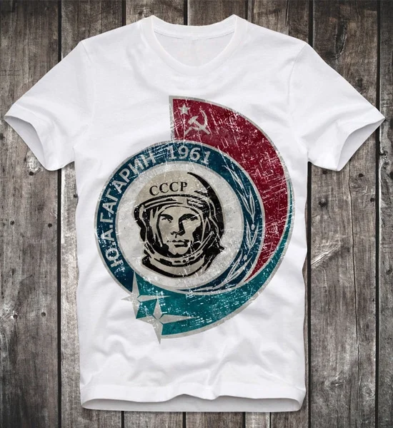 

Interkosmos Russian Space Program Russia Retro Cccp Yuri Gagarin Vintage Mens Round Neck Short Sleeves Cotton T-shirt