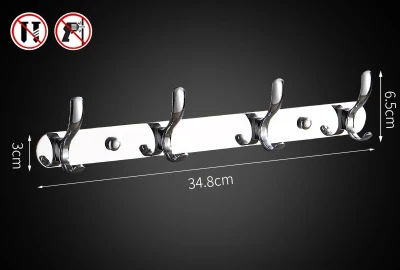 4 hooks Крючок-вешалка настенный для ванной комнаты из нержавеющей стали, прочная паста, полки для шляп, вешалка для полотенец для душа, дверные вешалки для спальни - Цвет: 4 hooks