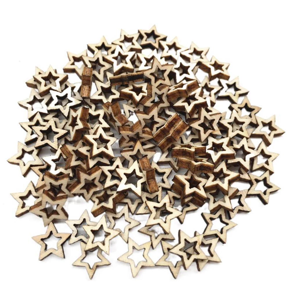 

100 шт. деревянные полые звезды DIY деревянные поделки для художественного скрапбукинга деревянное украшение для дома