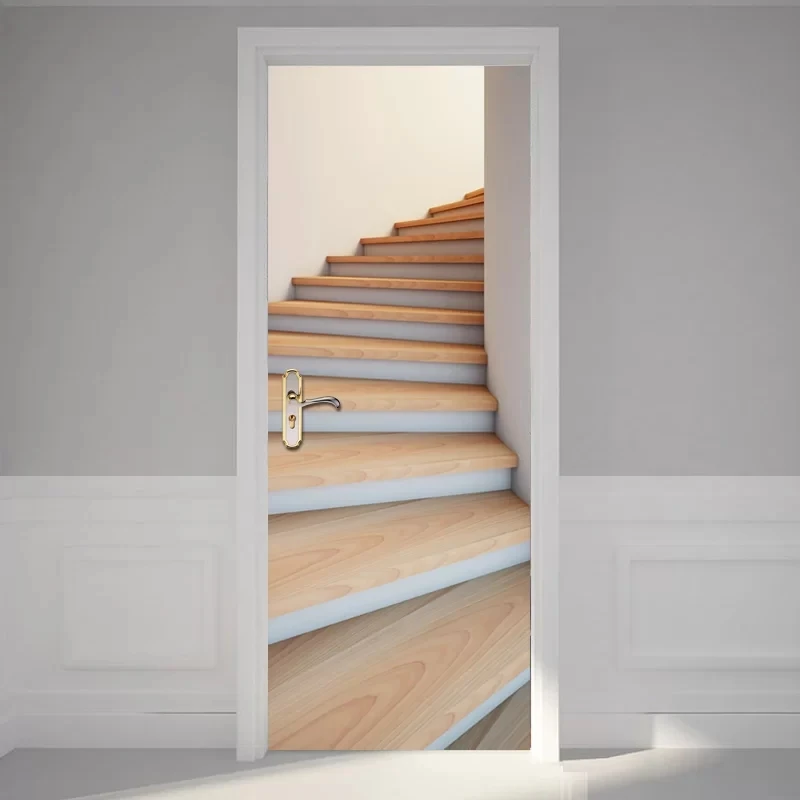 Домашний декор наклейка постер 3D деревянные креативные дверные наклейки внизу