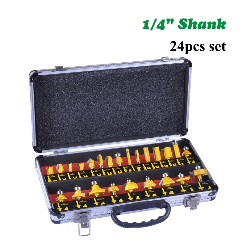 

Прямая фреза с хвостовиком 1/4 мм, 24 шт./компл., 6,35 дюйма, фреза для дерева из карбида вольфрама, режущий нож, Формовочная фреза, чехол «сделай с...