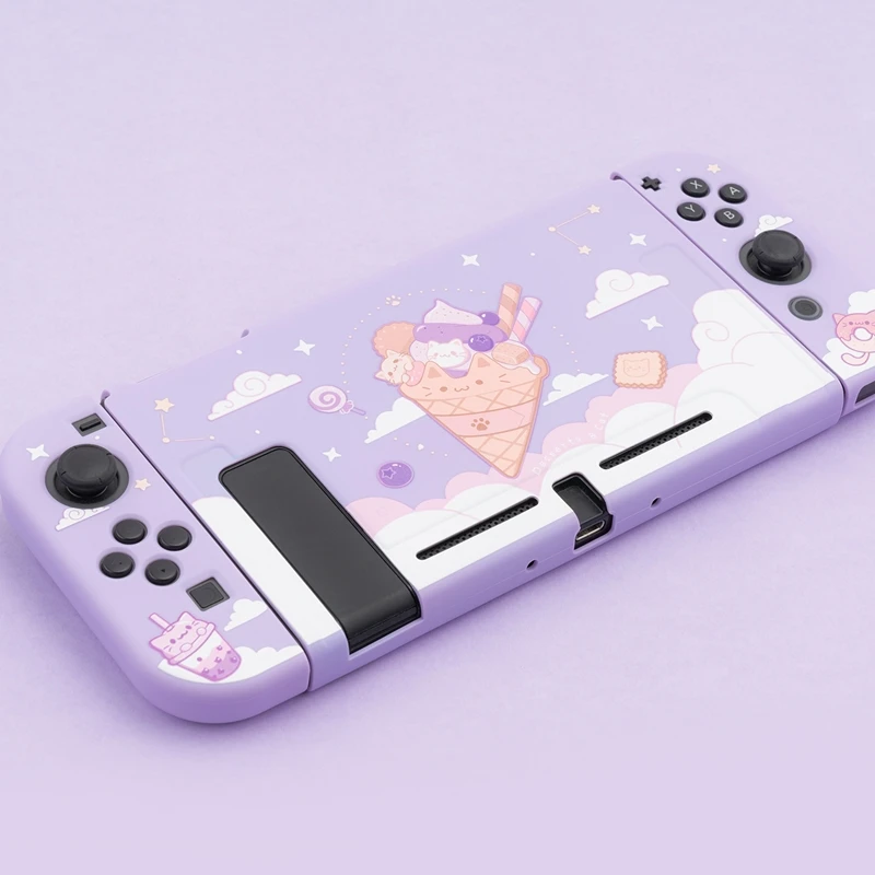 Чехол Geekshare для Nintendo Switch Kawaii мороженое кот мультяшный фиолетовый звездное мягкий
