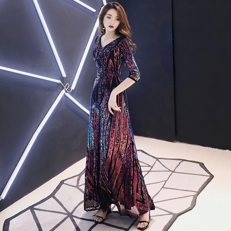 Женское вечернее платье с блестками AE670 длинное блестящее ТРАПЕЦИЕВИДНОЕ ПЛАТЬЕ