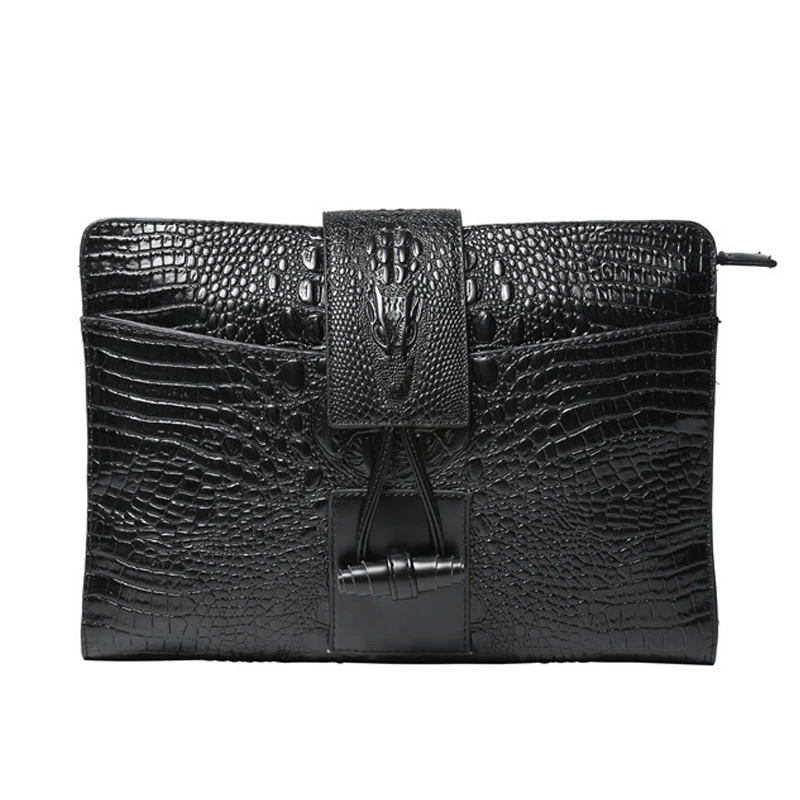 

Брендовая мужская сумка-клатч высокого качества, роскошная женская Вместительная деловая сумка-конверт с крокодиловым рисунком, кошелек д...