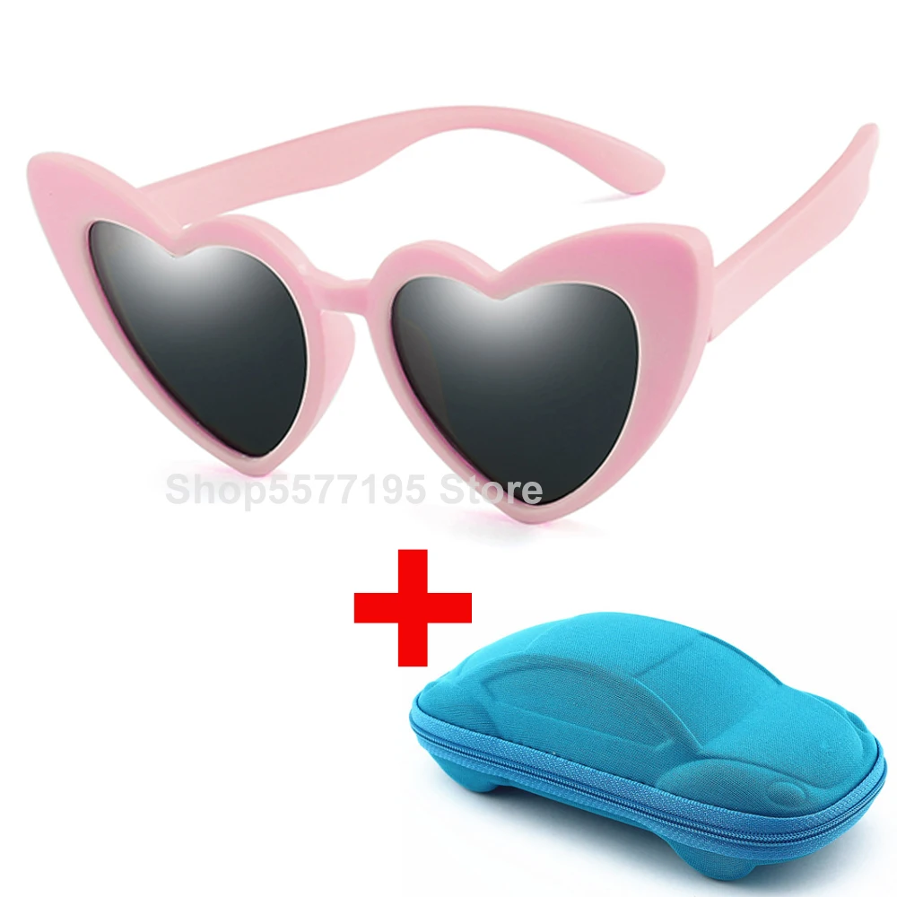 

Children Kids Polarized Sunglasses Fashion Heart Shaped Boys Girls Sun Glasses UV400 Baby Flexible Safety Frame Eyewear with box