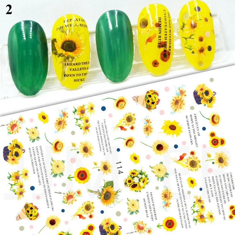

New 3D Art Stickers for Nails Brilliant Sunflower Nail Sticker Butterfly Decals Summer Nail Art Decorations Manicure Accessories