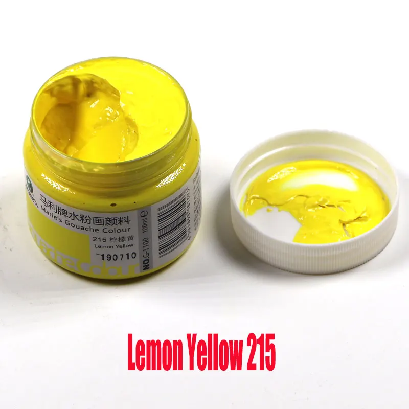 Lemon Yellow 215 100 мл/бутылка гуашь пигмент Искусство Ручная роспись специальный пигмент школьное искусство специальная краска великолепный гуашь пигмент 42 цвет optiona - Цвет: Lemon Yellow 215