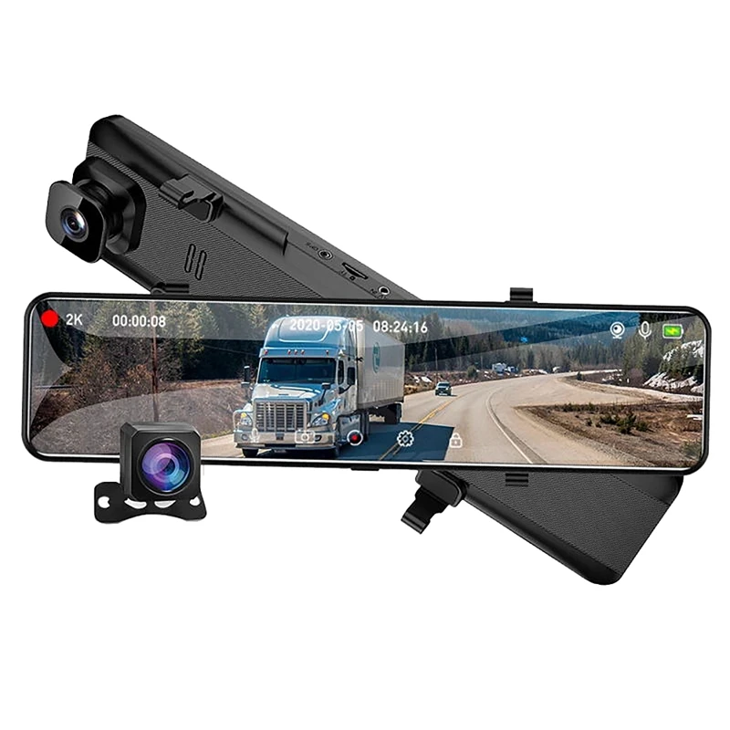 12 дюймов Пресс Видеорегистраторы для автомобилей 2K зеркало видеорегистратор