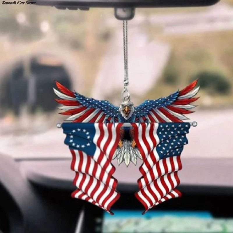 

Eagle Flag Hanging Ornament For Car Eagle Ornaments Charms Auto Decor Cars Accessories Bag Key Chain Car Automatic Decoration