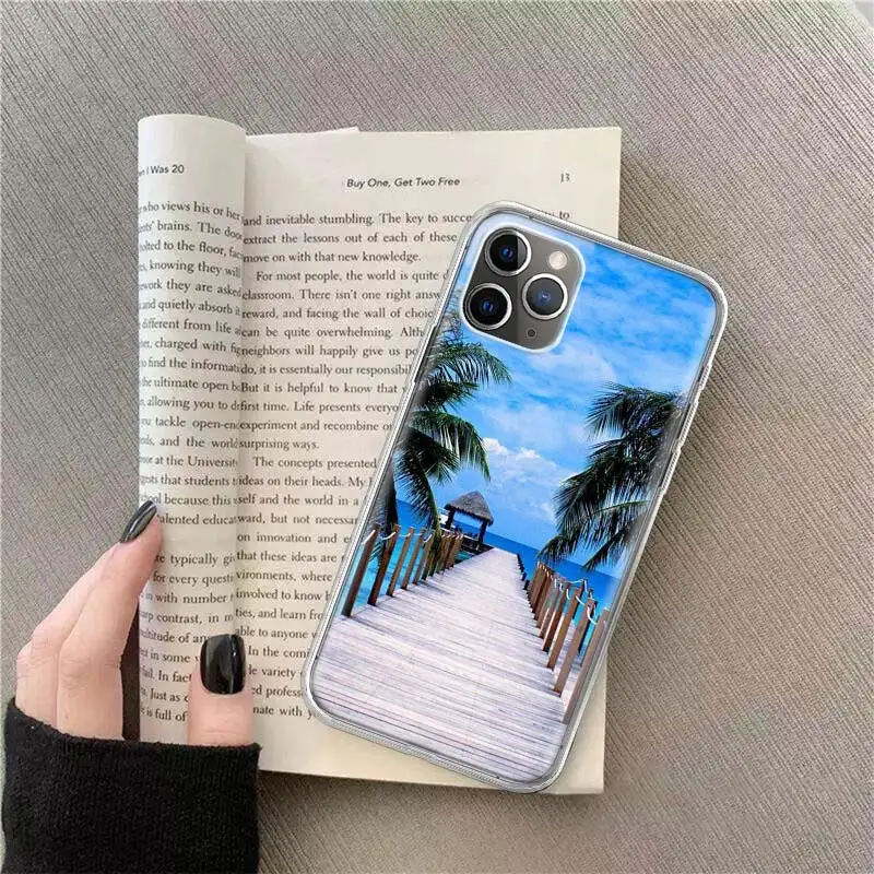 

Summer Beach Scene At Sunset on Sea Palm Tree Phone Case For IPhone SE2020 12 Mini 11 Pro XS Max XS XR 8 7 6 Plus 5 5S SE Case