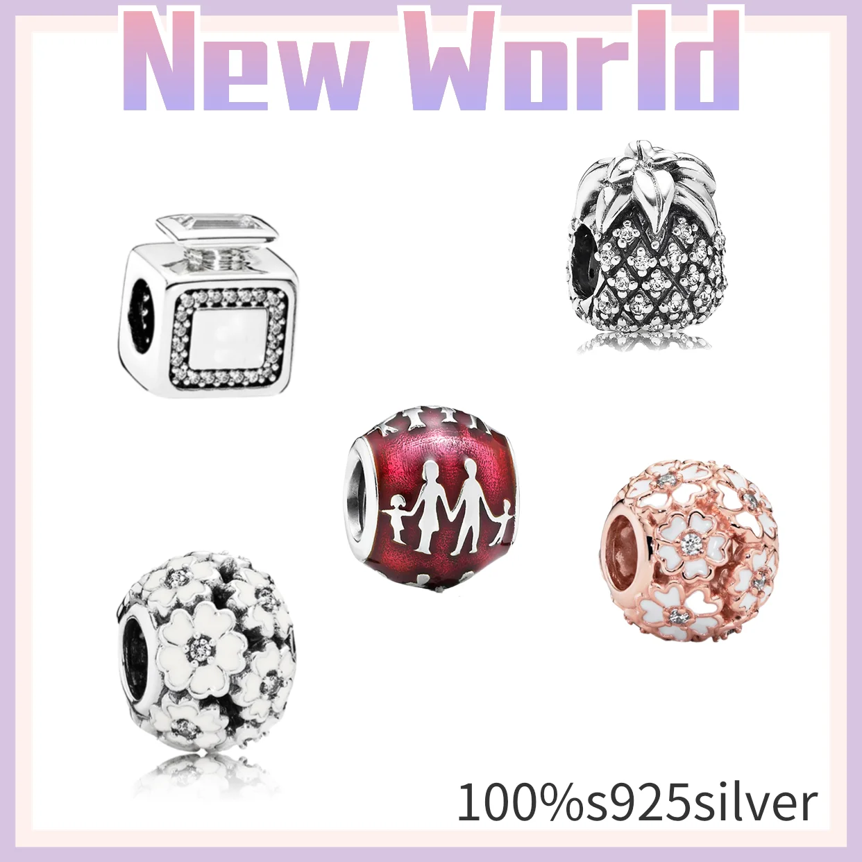 

100% 925 sterling silver DIY beads fit original Pando charms silver 925 Bracelet for women fashion jewelry