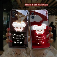 cute couples pet pig phone case for iphone 12 mini 11 pro max 7 8 plus x xr xs max back cover funny cartoon led flash capa