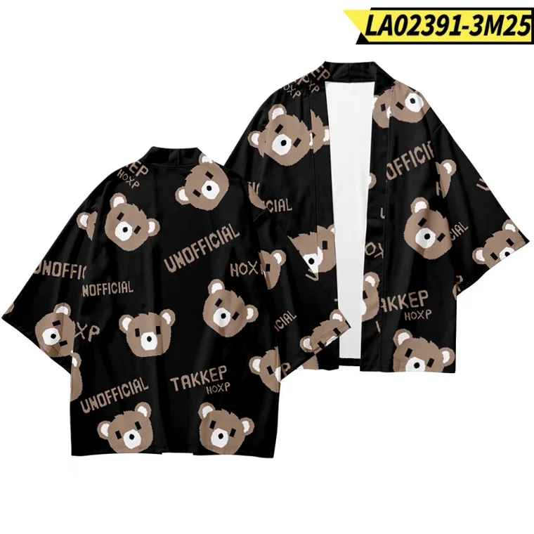 

Kawaii Cute Bear 3D Printing Japanese Kimono Haori Yukata Women/Men Fashion Summer Casual Cool Short Sleeve boy/girls Cardigan