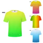 Неоновая футболка для мужчин и женщин, летняя зеленая футболка, однотонные топы для мальчиков и девочек, радужная уличная футболка, цветная Детская футболка с 3D-принтом