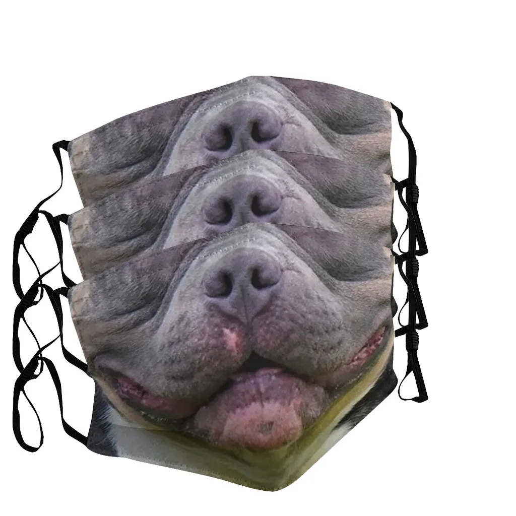 3 шт. многоразовые пылезащитные Чехлы для лица с 3D принтом животных|Маска