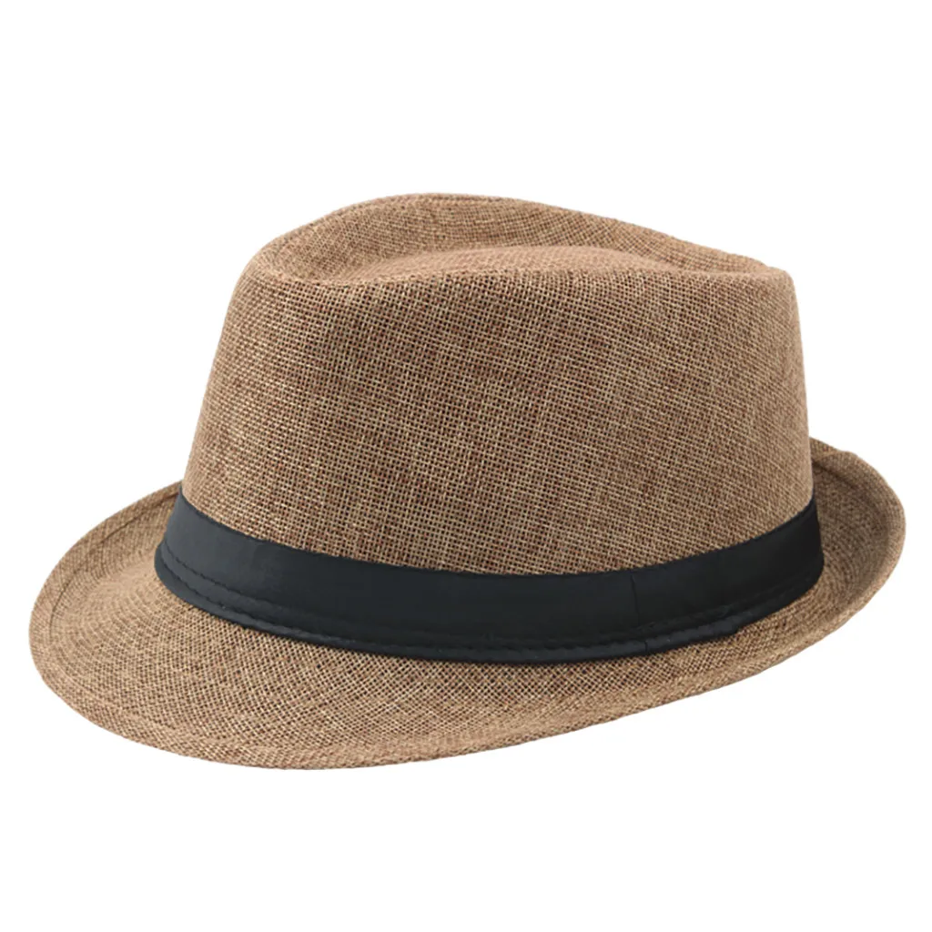 

Jazz Hat Men's Breathable Linen Top Hat Outdoor Sun Hat Curlystraw Hat Daily Comfy Temperament High Quality Caps Шапка In Stock